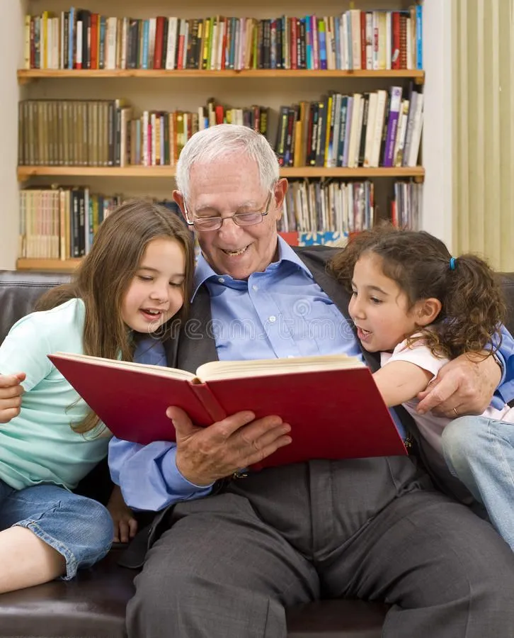 A grandparent telling stories to their grandchild